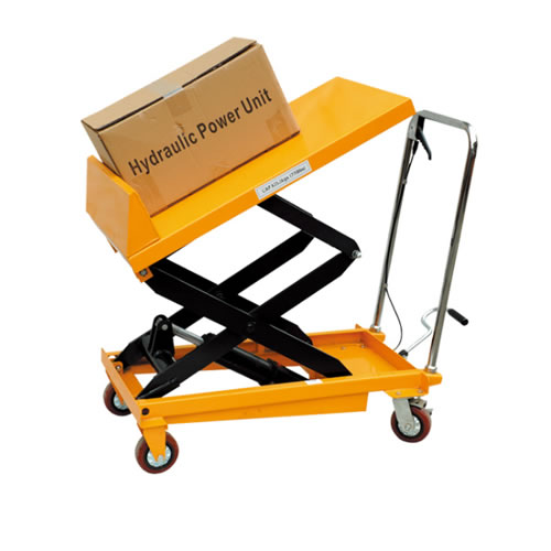 冠航牌手推式可傾斜升降平臺(tái)車貨物運(yùn)輸車